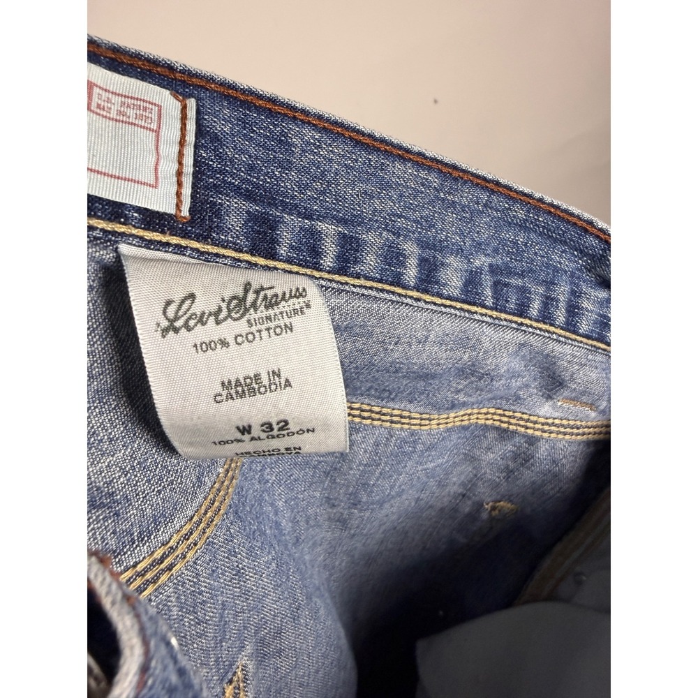 Levi Strauss Signature Mens Carpenter Denim Shorts Medium Wash Blue W32 Cotton - Picture 8 of 10